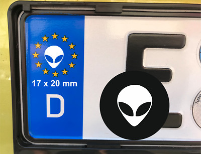 4x Nummernschild Aufkleber Alien Science-Fiction Tuning Kennzeichen Decal