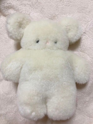 Handmade White Teddy Bear – Fluffy Plush from Japan with Adorable