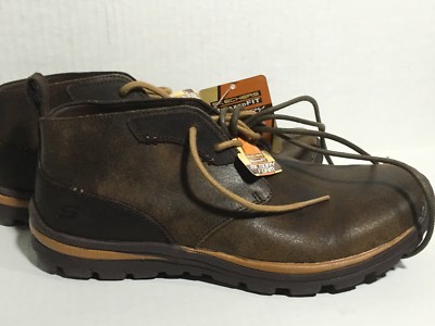 Sketchers Size 10 Brown Leather Relaxed FIT Memory Foam Mens Ankle