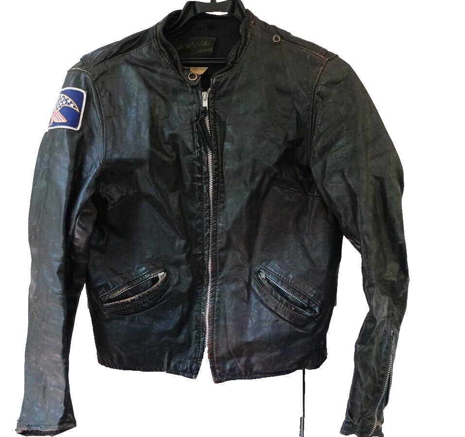 Vtg Gold label 1960s Brooks leather Motorcycle Jacket… - Gem