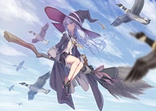 Anime elaina majo tabitabi girls witch hat sky clouds Playmat Gaming Mat Desk