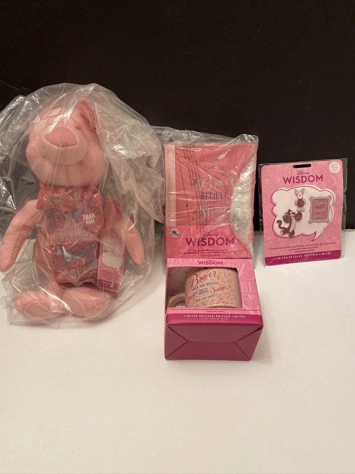Disney Wisdom Piglet 4/12 Ltd Rel Complete Set - Plush/Pins/Mug/Journal - NWT - Image 2 of 4