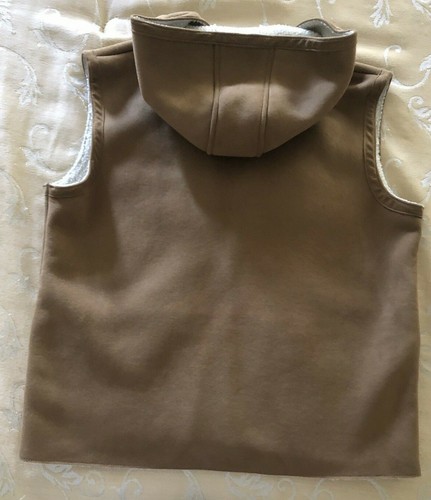 Jones New York Woman's Large Faux Suede Sherpa Sleeveless Vest Hooded Brown - Picture 8 of 11