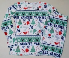 NEW YORK YANKEES WOMENS HOLIDAY SLEEP LOUNGE PAJAMA PANT SHIRT SET S M L XL 2X