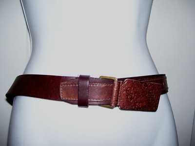 New Guess Logo Waist Belt Dark Brown Leather Fits 32 display picture 1