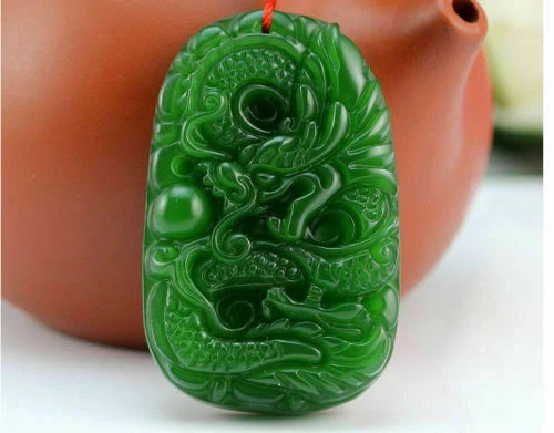 Colgante dragón chino de jade hetiano tallado a mano verde natural - Imagen 9 de 11