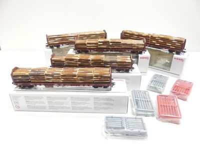 Märklin H0 47026 5er Set Holztransportwagen Roos beladen der DB in OVP GP528