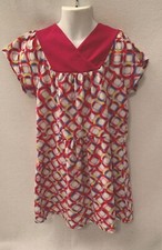 TEA COLLECTION Fuchsia Pink Gray Circle Print Dress Girl's Sz 8 Short Sleeve