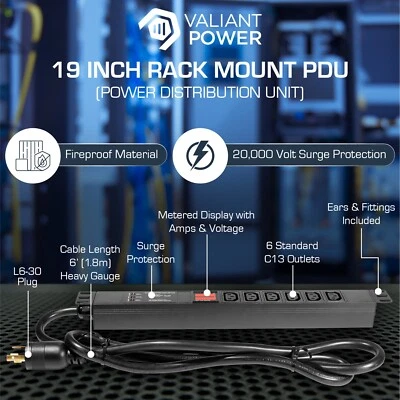 VALIANT POWER 7200w PDU 240V 30A L6-30P 6xC13 Cryptocurrency Mining, Antminer PDU
