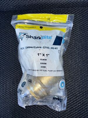 Shark Bite 1'' Inch 90 Degree Elbow, Push to Connect Brass Fitting PEX Pipe