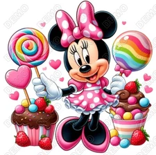 Minnie Mouse Lollipop DTF  Shirt Iron on Transfer