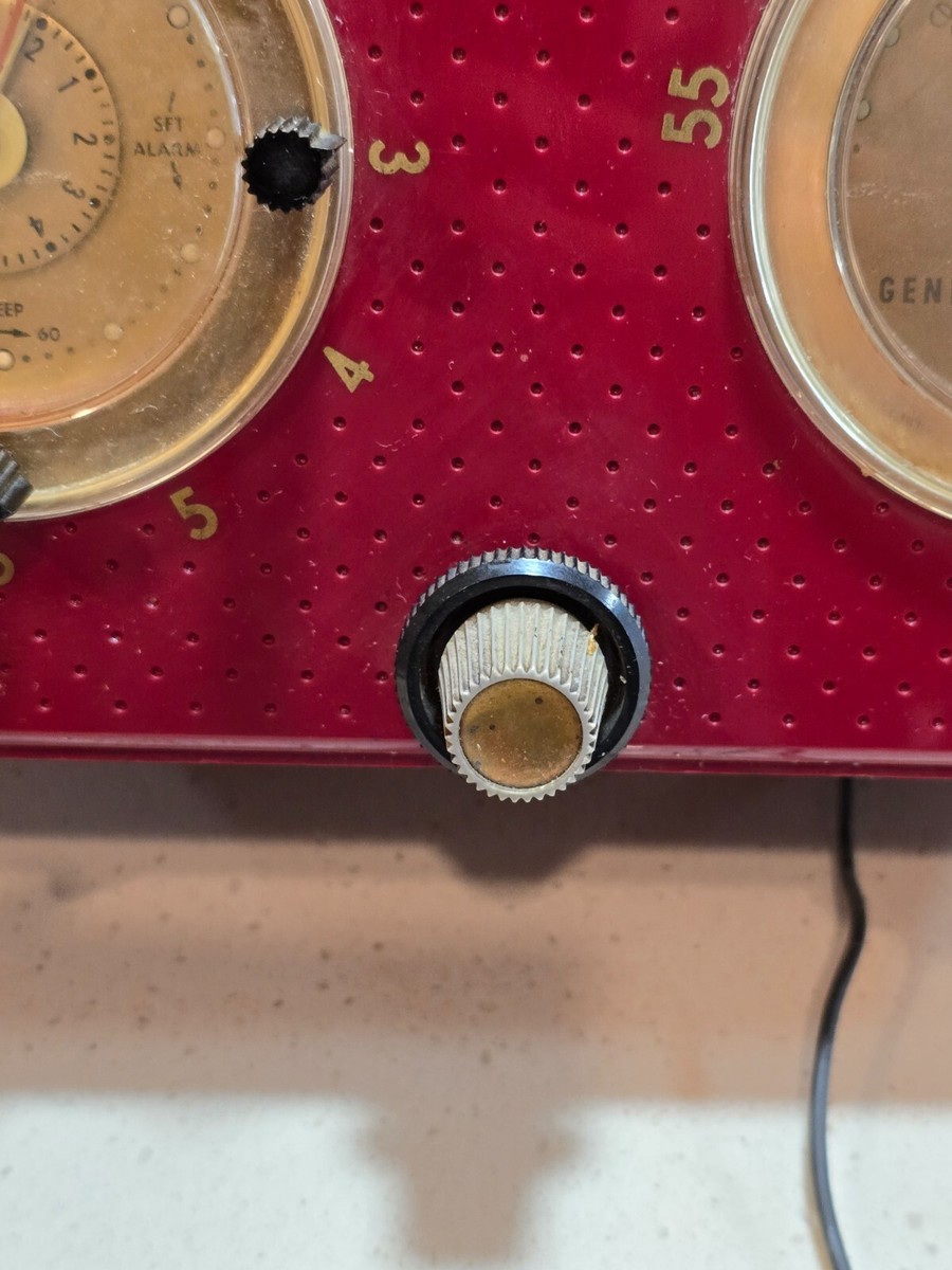 General Electric ビンテージ時計 レッド 1950 General Electric Red Retro Kitchen Clock Working