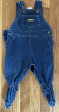 VTG USA MADE OSHKOSH B'GOSH 6/9 MONTHS KIDS CHILDS DENIM BIB OVERALLS VESTBAK