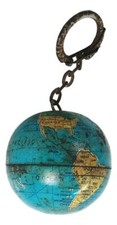Small Globe IN Metal Pendant Key Holder Years 50 Vintage Metal Globe