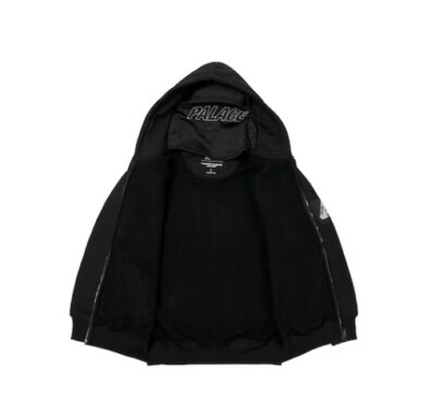 PALACE Facemask Thermal Hood (FW23) in Black Full Zip with PALACE Facemask Thermal Hood (FW23) in Black Full Zip with