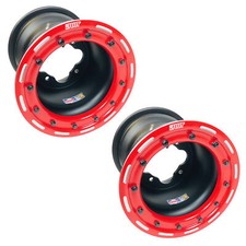 DWT G3 Rear Red Beadlock Wheels Rims 9" 9x8 3+5 4/110 Honda TRX 450R 450ER
