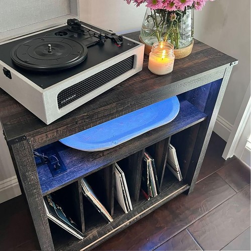 LED Plattenspieler Ständer mit Ladestation Album Turntable Ständer Aufbewahrung Regal - Bild 10 von 16