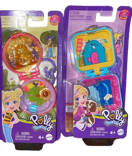 MATTEL POLLY POCKET MINI COMPACT PLAYSET 2020 LOT OF 2 DOG BEEHIVE NEW IN HAND