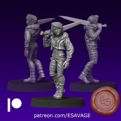 Squall Gunslinger Final Fantasy Sci-Fi Miniature  DnD Tabletop RPGs Pathfinder