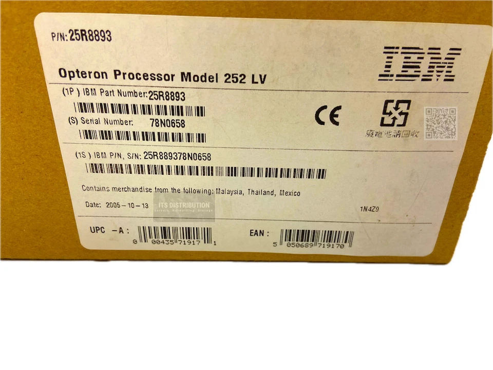 25R8893 I New Sealed IBM AMD Opteron 252 2.6GHz CPU Upgrade - Image 2 of 4