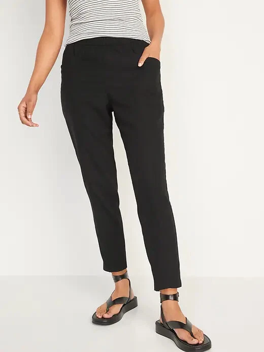 Old Navy, Pants & Jumpsuits, Nwt Black Womens Highwaisted Cropped Linen  Pants Tall Sizes