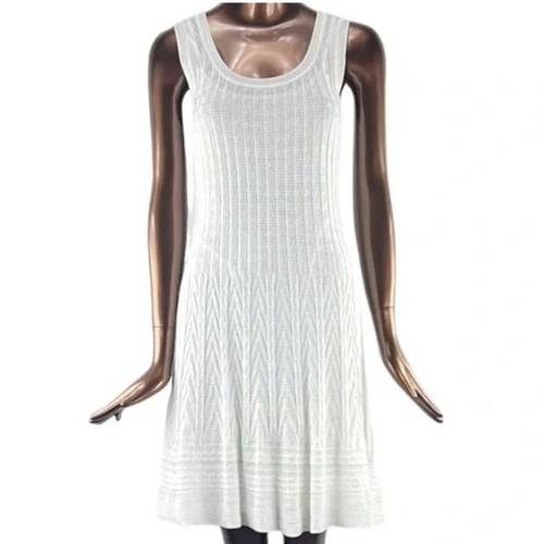 Vestido tejido etiqueta naranja Missoni vintage talla 42 blanco roto diseñador verano resort - Imagen 9 de 10