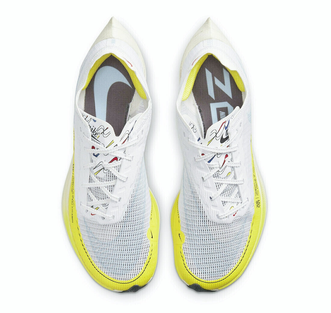 2021 Nike ZoomX VaporFly Next% 2 White Yellow Strike SZ 5.5