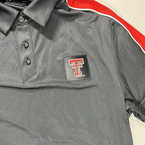 Under Armour Texas Tech Men's Small Polo Stripes Red Raiders Heat Gear Black New - Picture 5 of 9