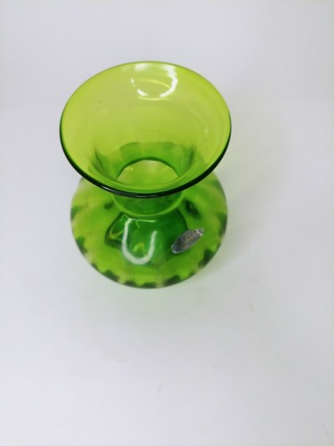 Unique Vintage Green Blenko 6.5” Tall Blown Glass Vase Mid Century - Picture 2 of 4