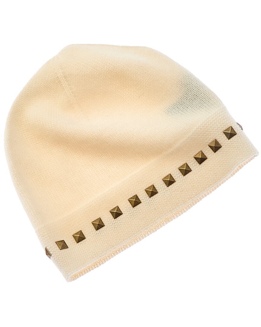 Кашемировая шляпа Forte Cashmere с квадратной отделкой и металлическими заклепками женская белая 6790₽