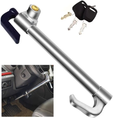 Steering Wheel Brake Lock Anti-Theft Retractable Car Clutch Pedal Lock w/ 3 Keys - Bild 1 von 4