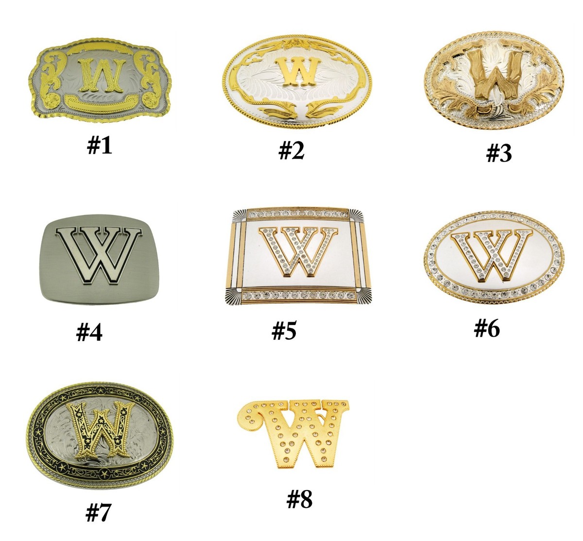 Initial Letter W Belt Buckle Alphabet w Monogram Western Cowboy