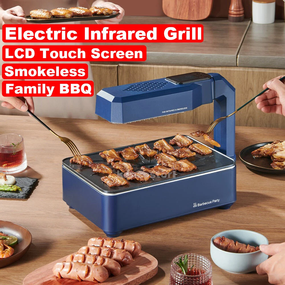 Electric BBQ Grill Indoor Smokeless Infrared Ray Roaster Pan Non-Stick Plate