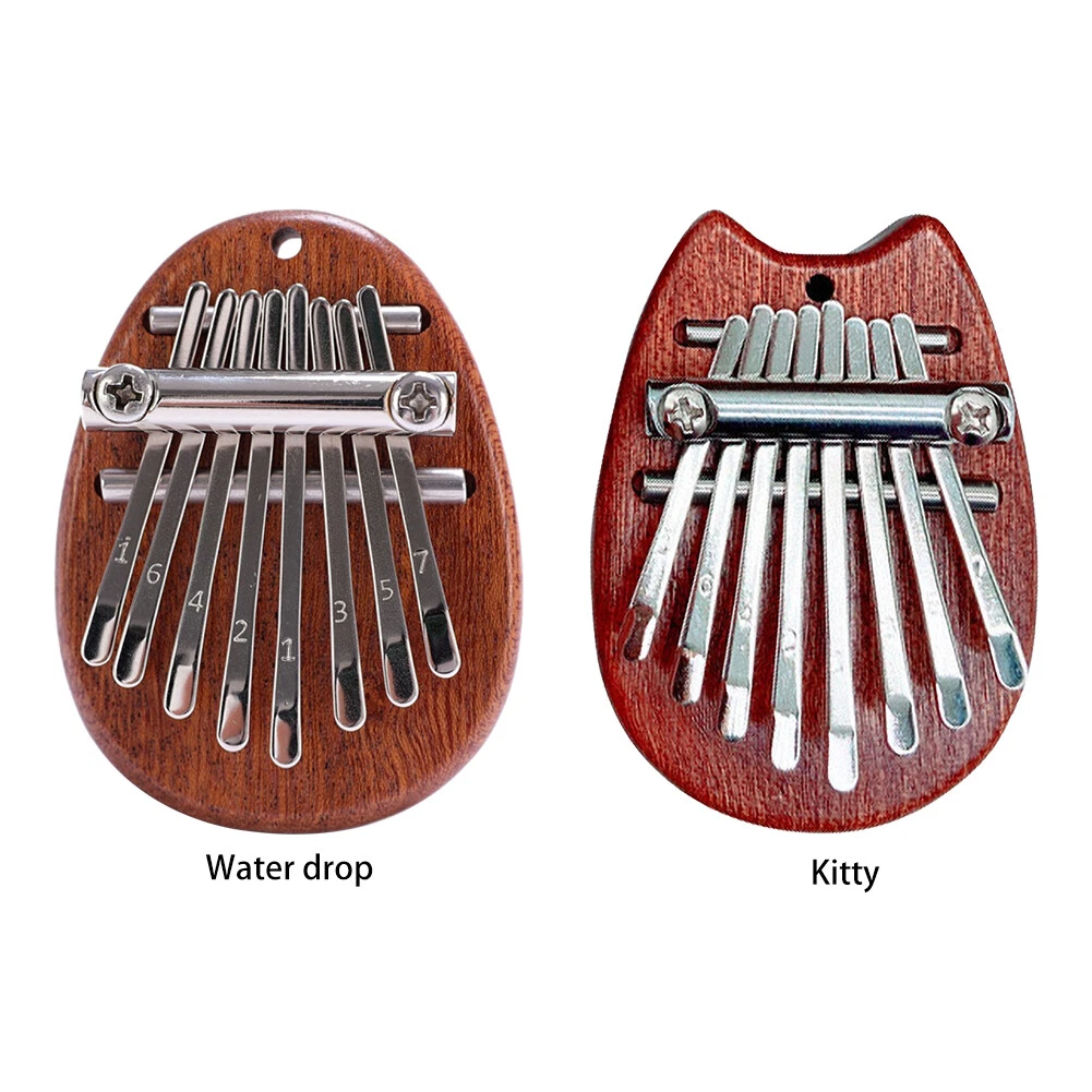 Mini Kalimba 8 Tones Wooden Finger Thumb Piano Musical Instrument with  Lanyard