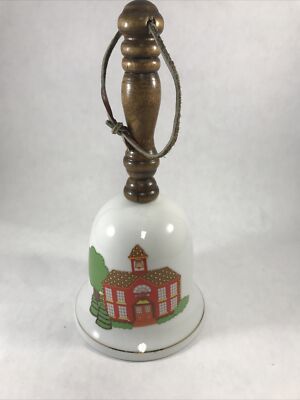 Teacher's Bell Music Box School Days 9'' Vintage Ceramic School Bell Apple