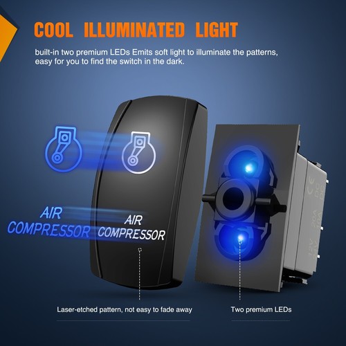 Nilight Air Compressor Rocker Switch Led Light Bar Switch 5 Pin Laser On Off - Picture 5 of 10