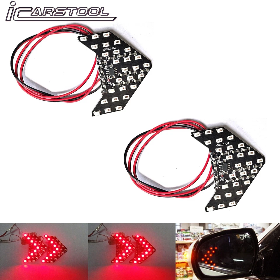 2x红色27 SMD顺序LED箭头面板后视侧镜转向信号灯 — 第 4/4 张图片