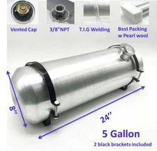 5 Gallon "8 x24" End Fill Spun Aluminum Fuel/Gas Tank 3/8" For Sandrail Hot Rod