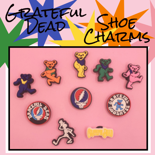 10pcs Grateful Dead Shoe Charms Dancing Bears Croc Jibbitz Skeleton
