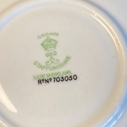 Crown Staffordshire England 3 saucers Grecian Dancing Maiden mint green color - Picture 8 of 8