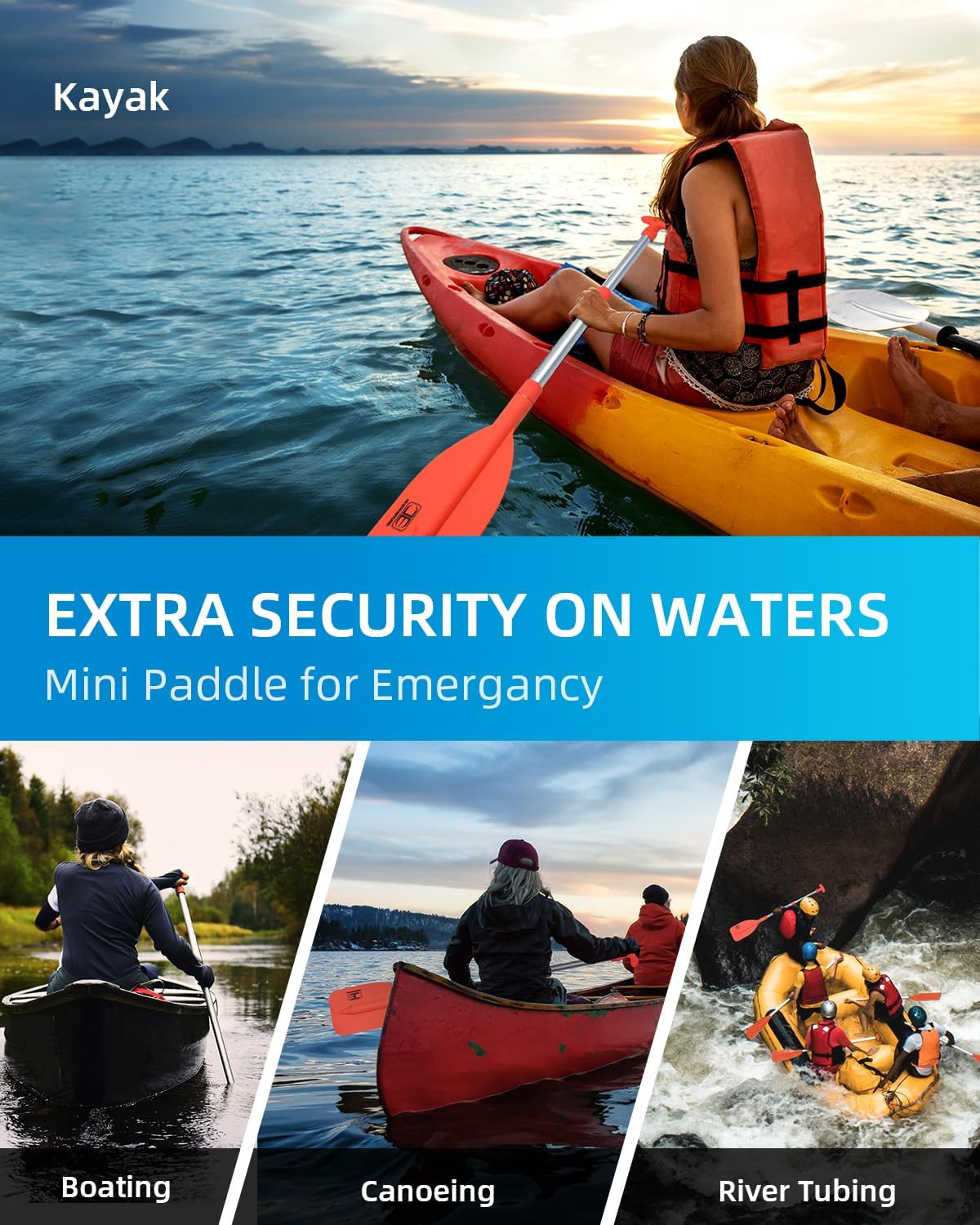 Telescoping Emergency Paddle 21''-42''（Assembling Required）/26''-54'' Aluminium