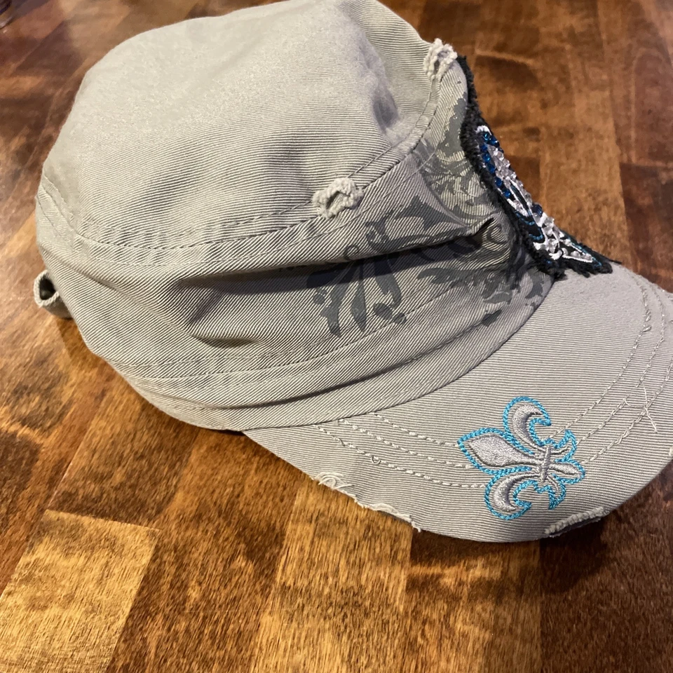 Leader LOGA Rhinestone Woman’s Gray Adjustable Distressed Bling Cadet Hat Cap - Image 3 of 4