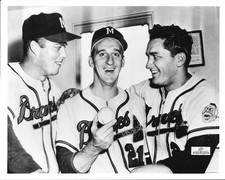 Johnny Logan Warren Spahn Eddie Mathews Photo Milwaukee Braves 10x8 Photo 2 HOF
