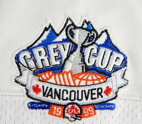 Camiseta deportiva blanca usada de Roger Reinson #31 1999 Calgary Stampeders parche de copa gris - Imagen 6 de 12