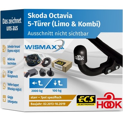 ANHÄNGERKUPPLUNG für Skoda Octaviaa 3 5E 13-19 starr HOOK +7polig E-Satz ECS