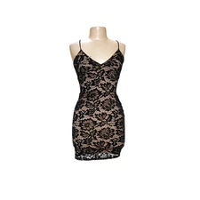 Fashion Nova Black Lace Bodycon Midi Dress