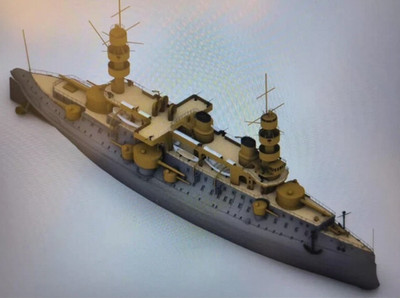 3D Printed 1/200 French Charles Martel Pre-dreadnought Battleship Unpainted/FULL