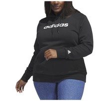 Adidas Womens Trendy Essentials Logo Pullover Fleece Hoodie Black Plus 3X NEW 