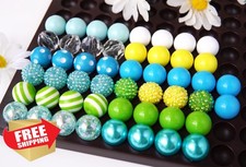 50pc 20mm Bubblegum Beads, Chunky Acrylic Bulk, Pen Jewelry Crafts Blue/Grn