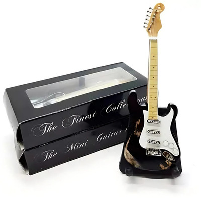 Miniature Fender Stratocaster Black  1:12 Scale Guitar - 2 pcs
